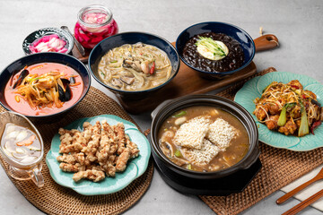 Sweet and sour pork, nurungitang, kkanpunggi, Chinese food, goultangmyeon, seafood jjamppong, jajangmyeon, side dishes,