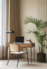 Serene Home Office Workspace for Remote Work Productivity
