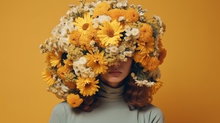 Woman Wearing Crown of Flowers