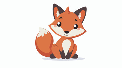 Cartoon cute little fox on white background flat vector