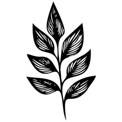 Hand drawn leaves line linear black strock Symbol visual illustration Botanical linear flower set. Abstract creative floral collection, minimalist flowery art for print, tattoo. Vector illustration