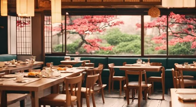 Beautiful japanese restaurant 3d view