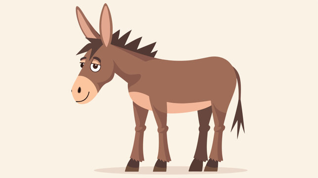 Cartoon donkey flat vector isolated on white background