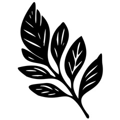 Hand drawn leaves line linear black strock Symbol visual illustration Botanical drawing. Minimal plant logo, meadow greenery, leaf and blooming flower abstract sketch element collection, linear rustic