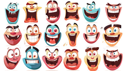 Cartoon faces expressions collection set flat vector i