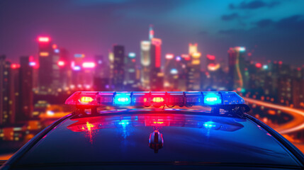 Fototapeta na wymiar Police Car Lights at Night