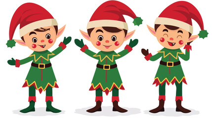 Cartoon happy christmas elf flat vector