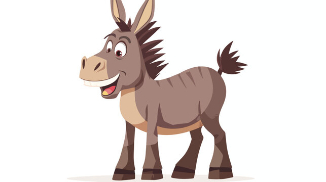 Cartoon happy donkey showing ass flat vector 