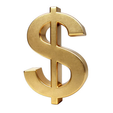 gold dollar symbol 3d  isolated on transparent background. png