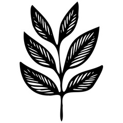Hand drawn leaves line linear Symbol visual illustration Tropical Leaves in doodle style. Vector hand drawn black line design elements. Exotic summer botanical illustrations. Monstera leaves, palm, 