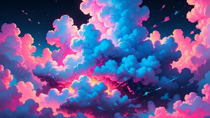 Fototapeta na wymiar Vibrant colorful cloudscape with surreal tones