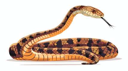Cartoon king cobra snake on white background flat vector
