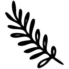 Hand drawn leaves line linear Symbol visual illustration Tropical Leaves in doodle style. Vector hand drawn black line design elements. Exotic summer botanical illustrations. Monstera leaves, palm, 