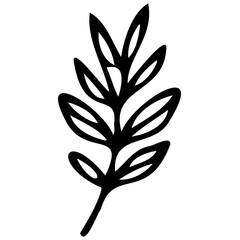 Hand drawn leaves line linear black Strock Symbol visual illustration Hand drawn leaves line linear black Strock Symbol visual illustration hand drawn curly grass and on white background