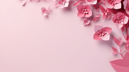 Pink Paper Flowers on Pink Background