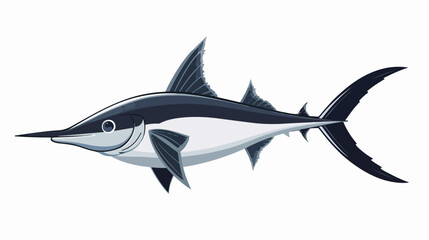 Cartoon swordfish isolated on white background flat vector