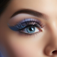 Obraz premium Close-up of Blue Eye with Dramatic Makeup