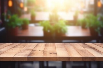 Wooden Table in Blurry Setting
