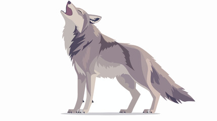 Cartoon Wolf howling flat vector isolated on white background