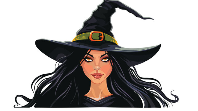 Cartoon witch head isolated on white background