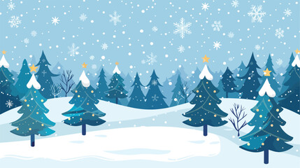 Obraz na płótnie Canvas Christmas on snow white with sky background flat vector