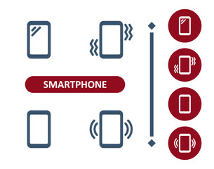 Smartphone Icons. Mobile Phone, Telephone, Ringing, Phone Call, Vibrating, Vibrate Icon