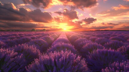 Lavender field sunset