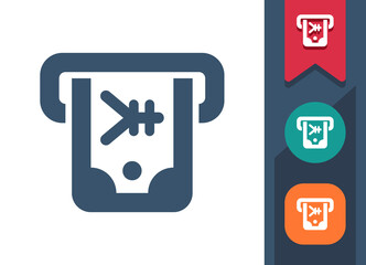 Cash Icon. ATM, Money, Bill, Banknote, Yen, Yuan