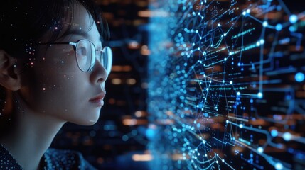 Technician holding digital tablet while examining server in server room