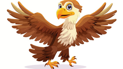 Cute Cartoon eagle cartoon waving flat vector