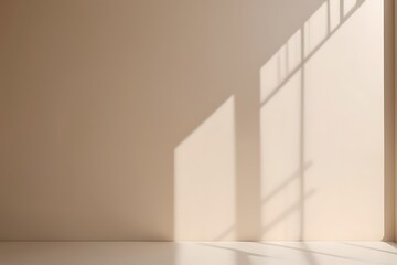 Minimalist Empty Room With Blurred shadow Gentle Lights On Light Brown Wall, Empty Studio Room
