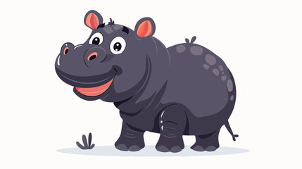 Cute Cartoon smiling hippo on white background flat vector