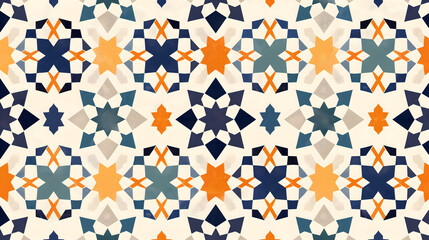 Colorful Flat Design Arabesque symmetrical Pattern for Creative Background