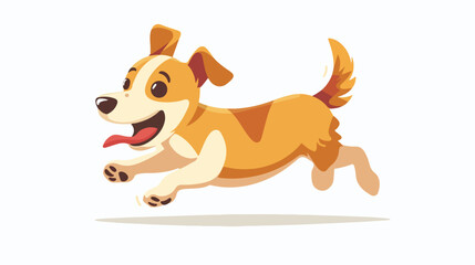 Cute happy dog cartoon running flat vector 