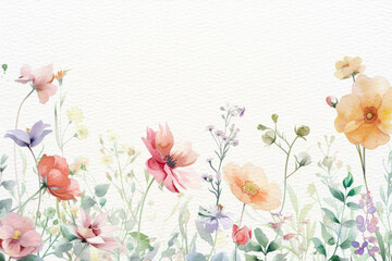 Naklejka premium Watercolor botanical watercolor arrangements with small flower Spring and summer For banner, poster Web and packaging