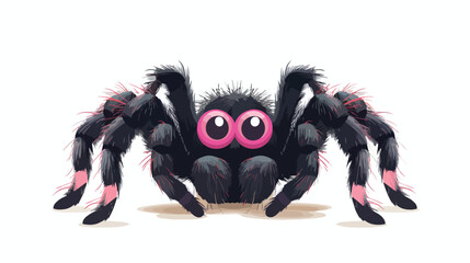Cute tarantula cartoon on white background flat vector - obrazy, fototapety, plakaty