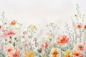Spring and summer Botanical illustration minimal style Background watercolor arrangements with small flower