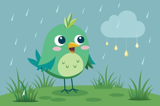 The little bird says, Spring rain is green; look, the grass has turned green