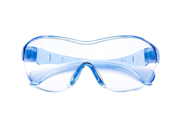 details of safety glasses, emphasizing their design and protective features.