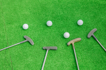 Mini Golf Clubs and Balls Ready for Play