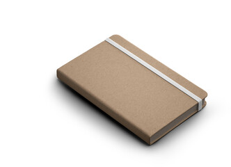 Closed craft notebook png mockup with white elastic band