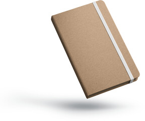 Closed craft notebook png mockup with white elastic band