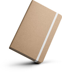Closed craft notebook png mockup with white elastic band