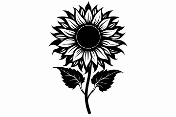 sunflower silhouette black vector illustration