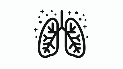  lung or breathing problems line icon vector - obrazy, fototapety, plakaty