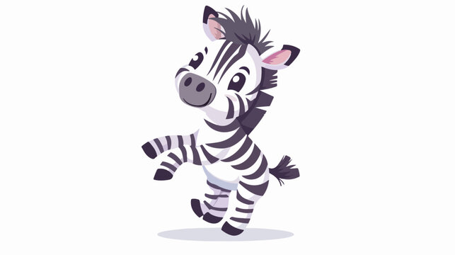 Cute little zebra dancing cartoon character mascot fla