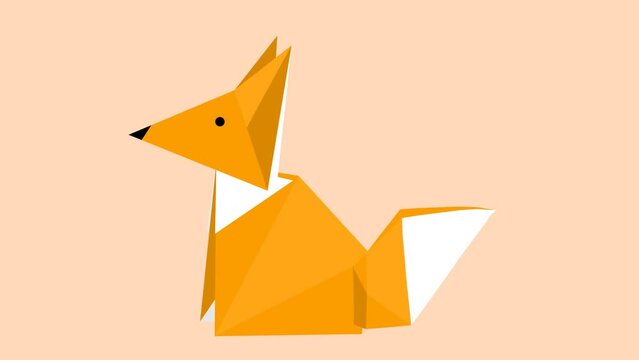 Orange origami dog animation is suitable for animal or children's themed content