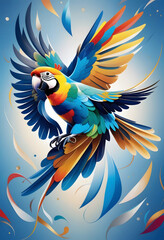 Obraz premium The King of parrots bird Blue gold macaw vivid rainbow colorful animal birds on flying away