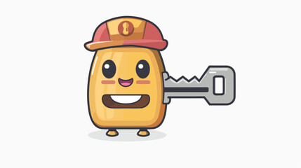 Mascot cartoon of car key as a mechanic  cute style d - obrazy, fototapety, plakaty