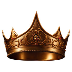 Viking style golden crown on transparent background, Generative AI	
